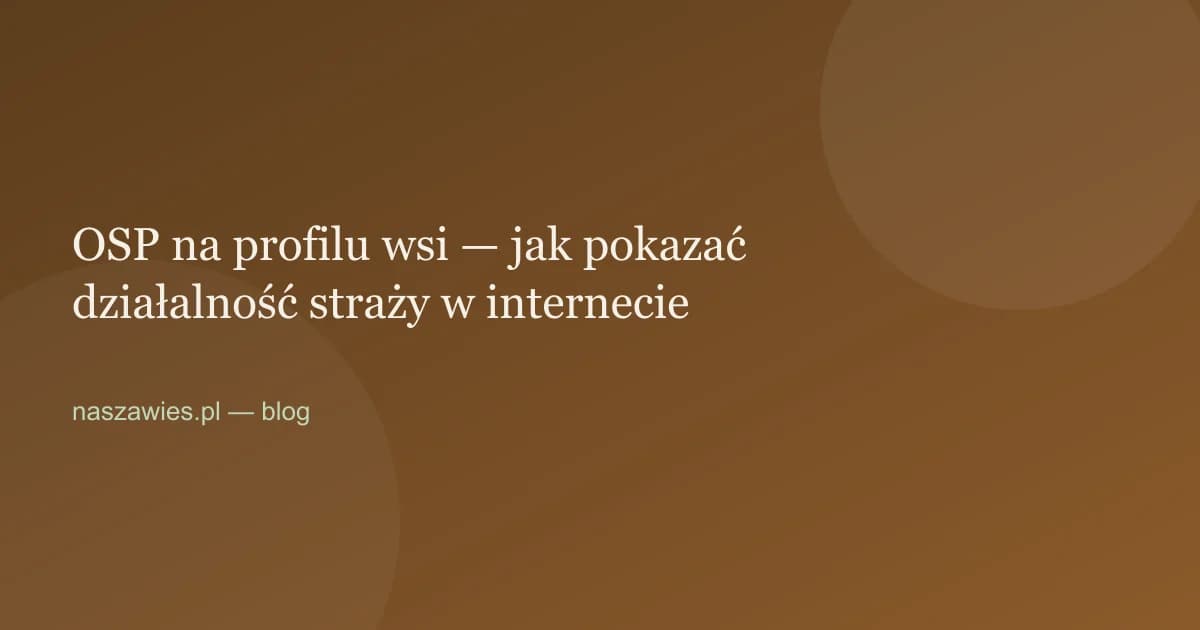 Ilustracja do artykułu: OSP na profilu wsi — jak pokazać działalność straży w internecie