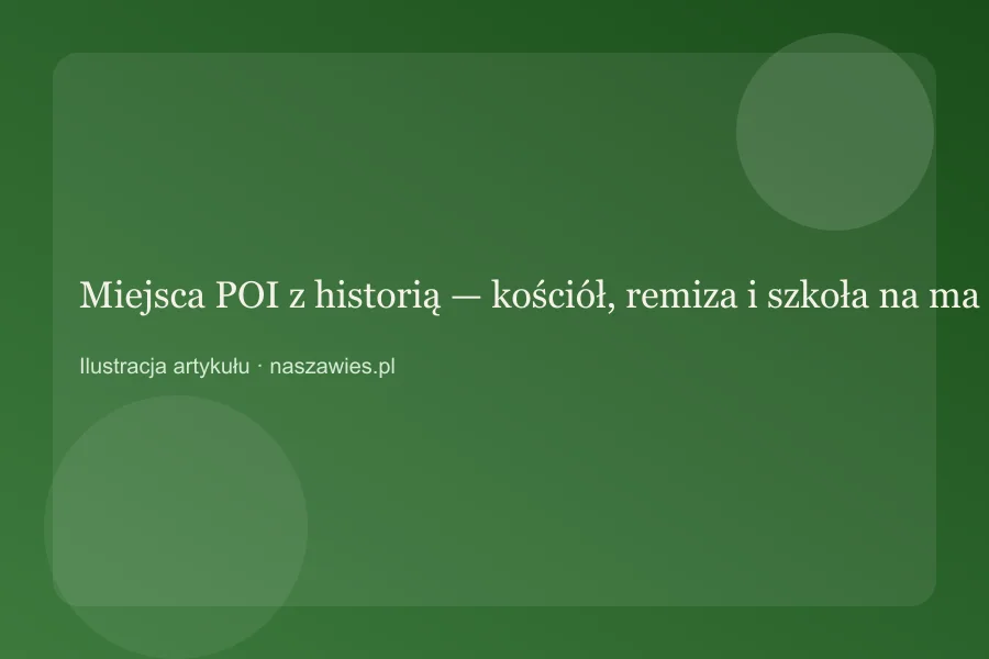 Wiejski kościół i okolica — przykład miejsca wartego opisu na mapie POI